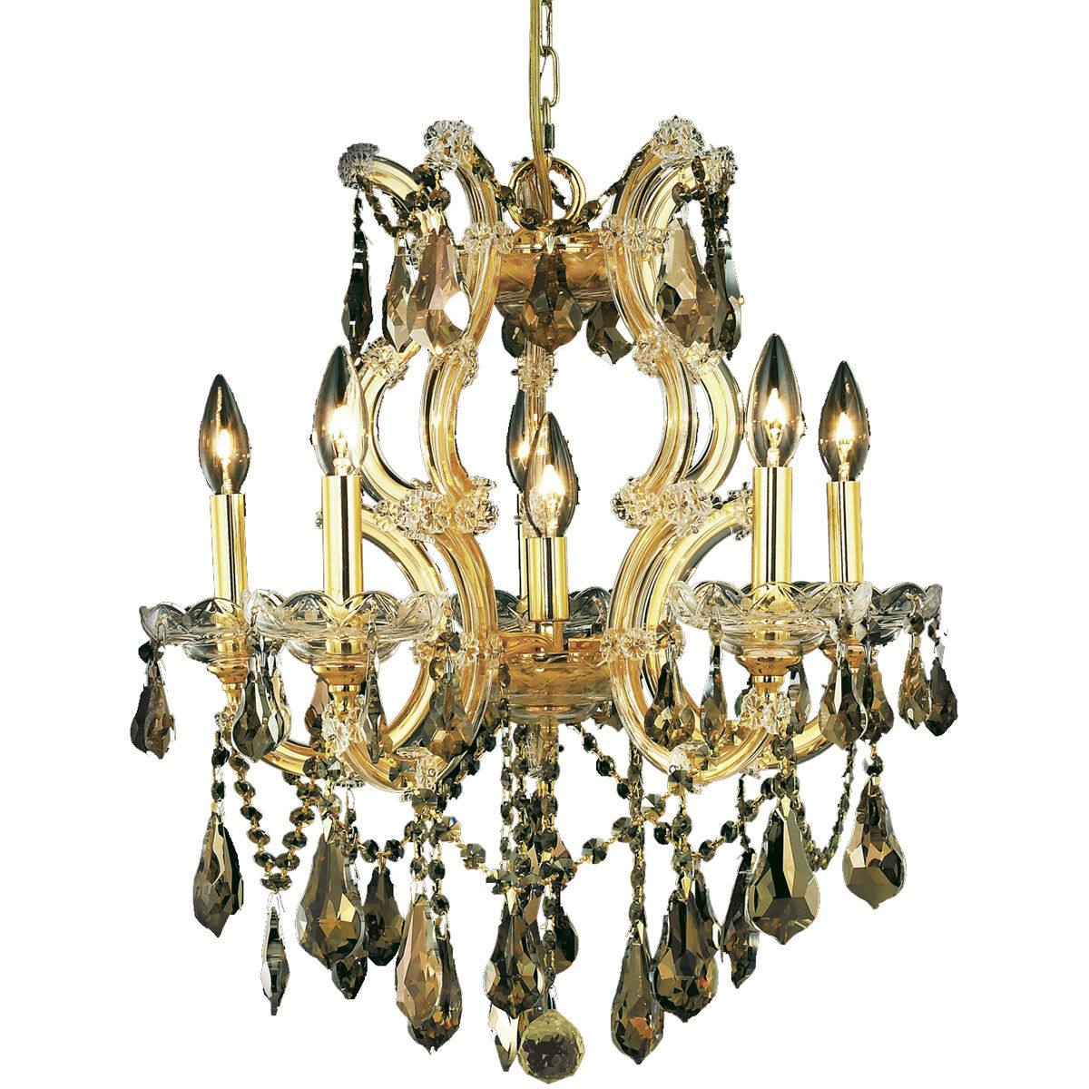 Maria Theresa 6 Light 20 inch Gold Dining Chandelier Ceiling Light in Golden Teak