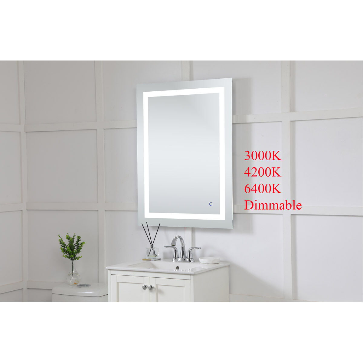 Helios 36 X 27 inch Silver Lighted Wall Mirror 