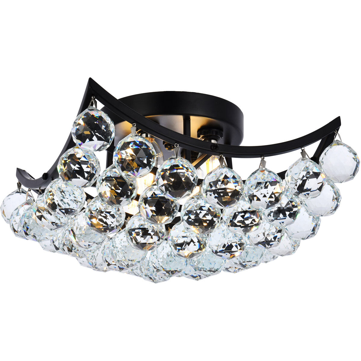 Corona 4 Light 12 inch Black Flush Mount Ceiling Light in Royal Cut