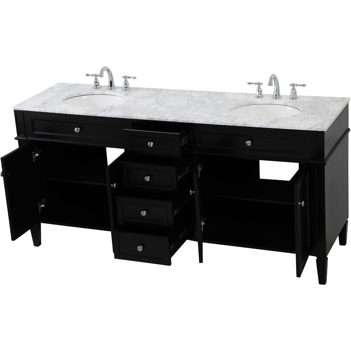 Park Avenue 72 X 21.5 X 35 inch Black Vanity Sink Set