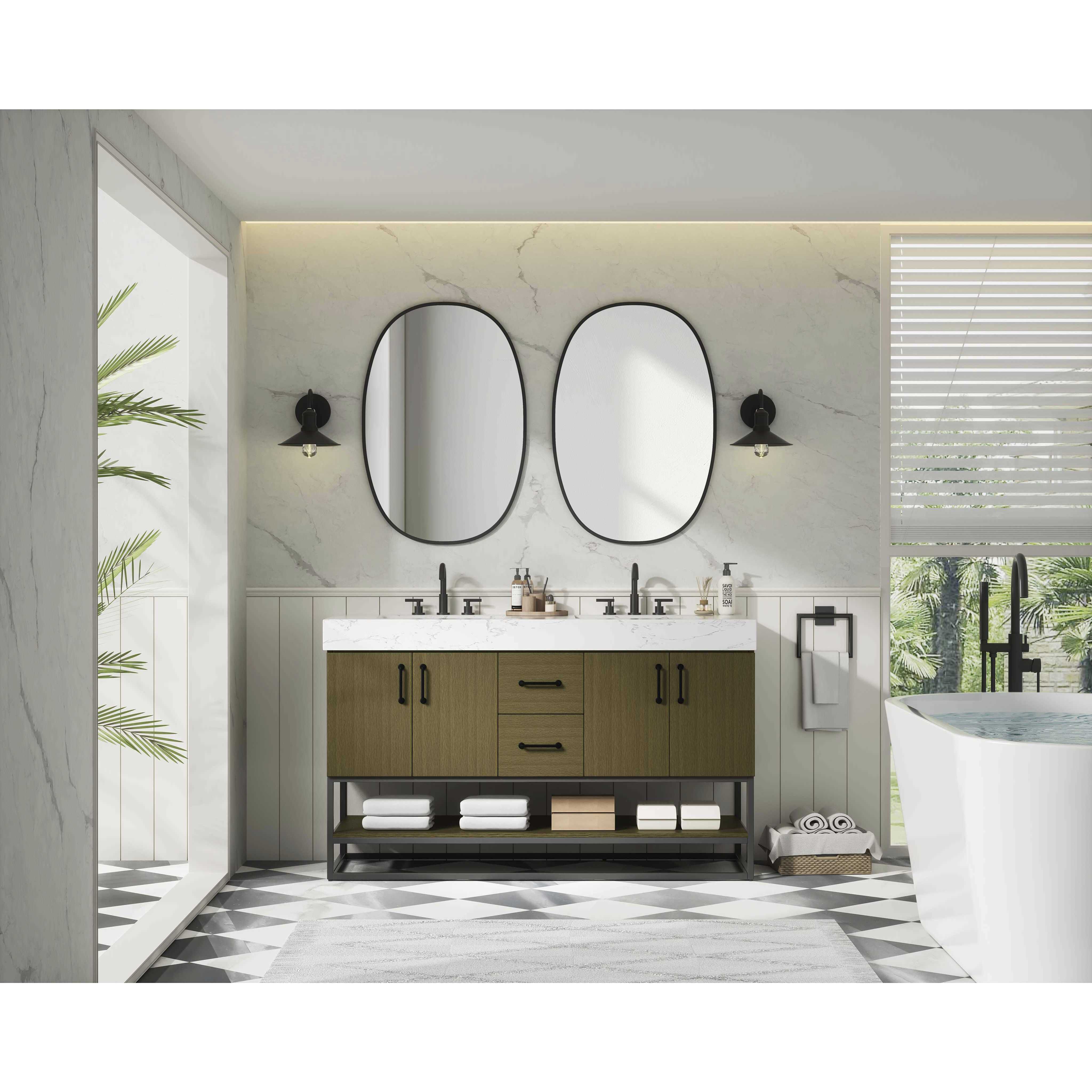 Caroline 54 X 34 inch Chestnut Brown Bathroom Vanity Cabinet