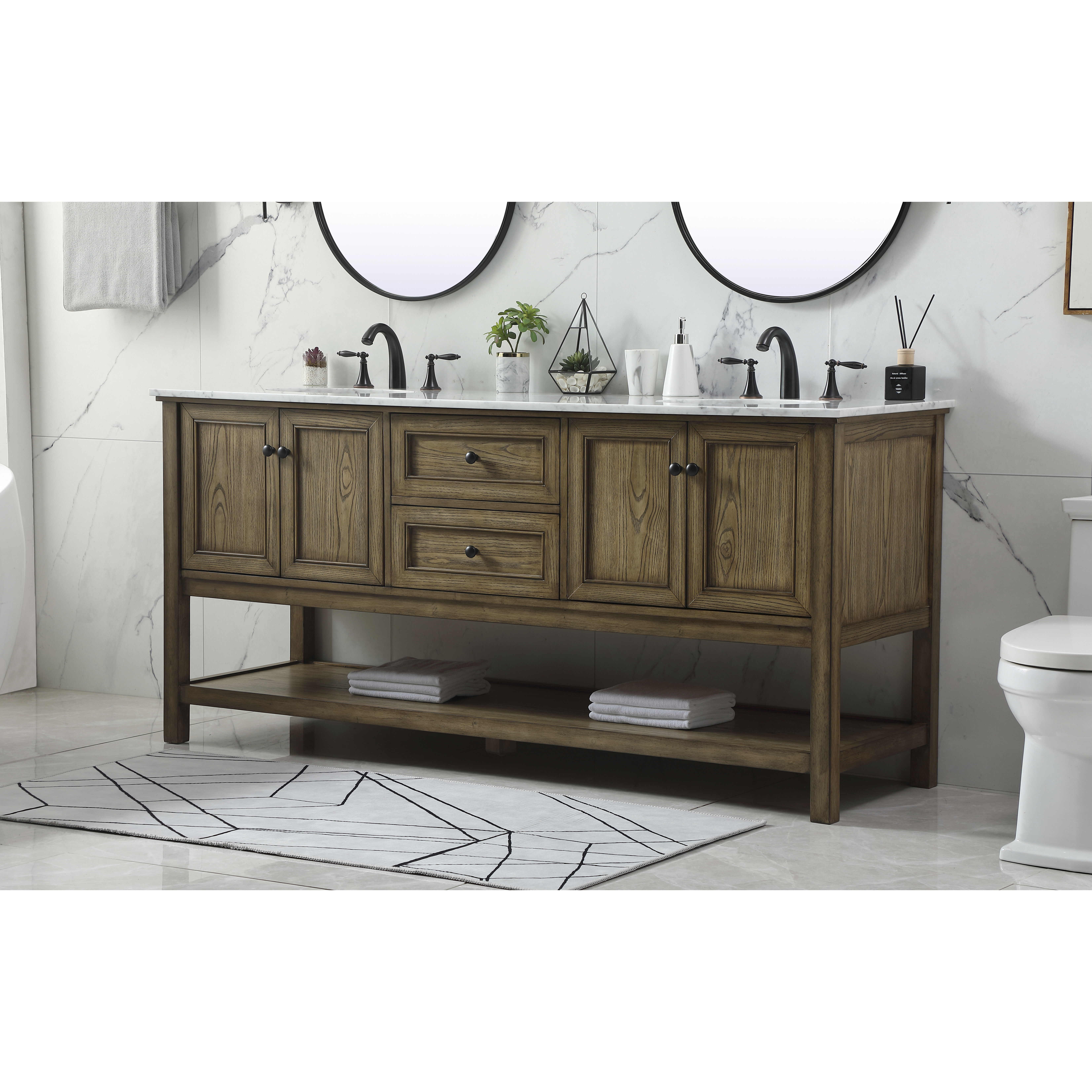 Metropolis 72 X 22 X 34 inch Driftwood Vanity Sink Set