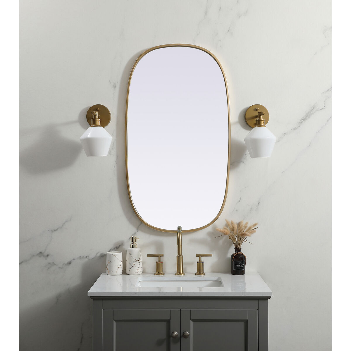 Brynn 36 X 20 inch Brass Mirror in 20 x 36