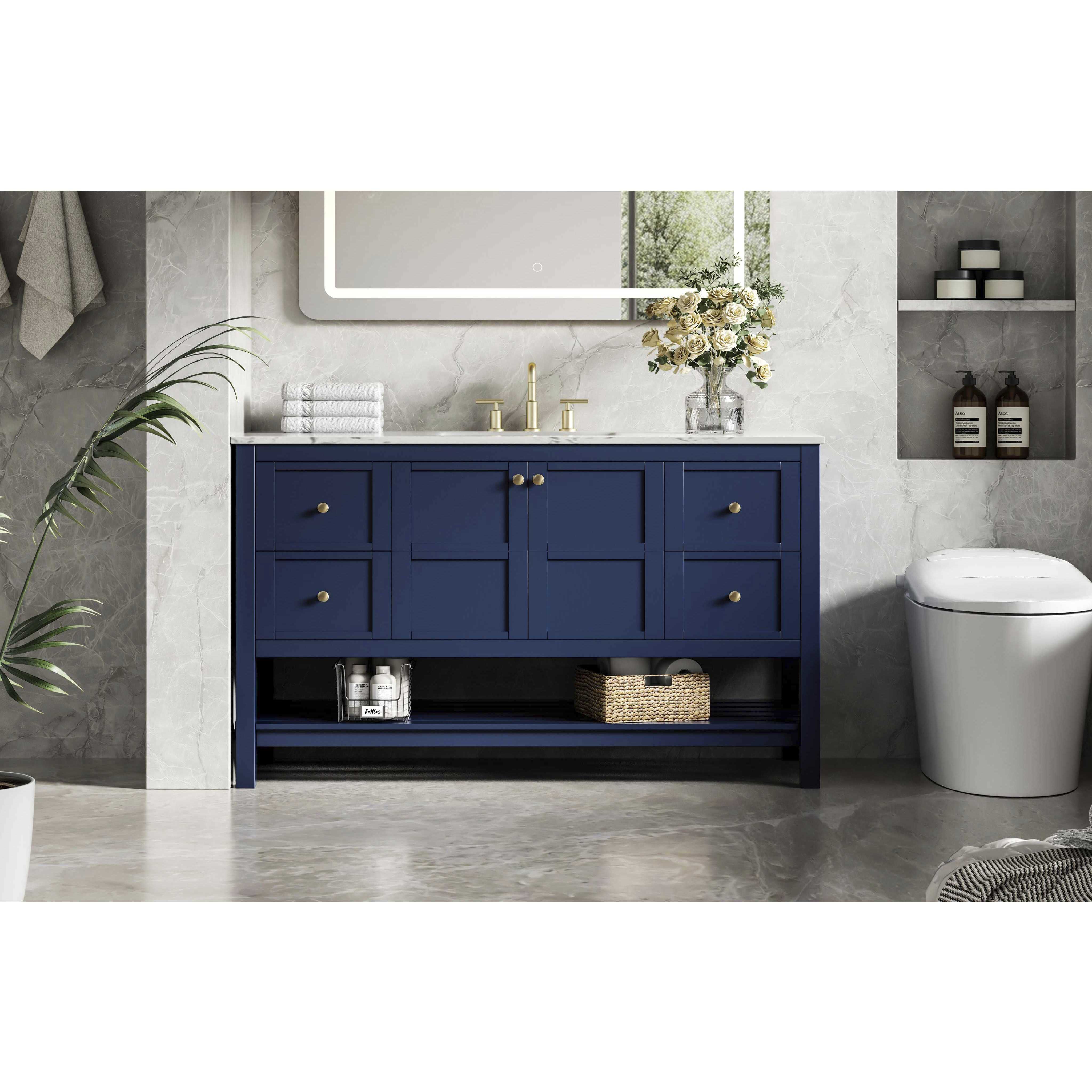 Theo 54 X 34 inch Blue Bathroom Vanity Cabinet