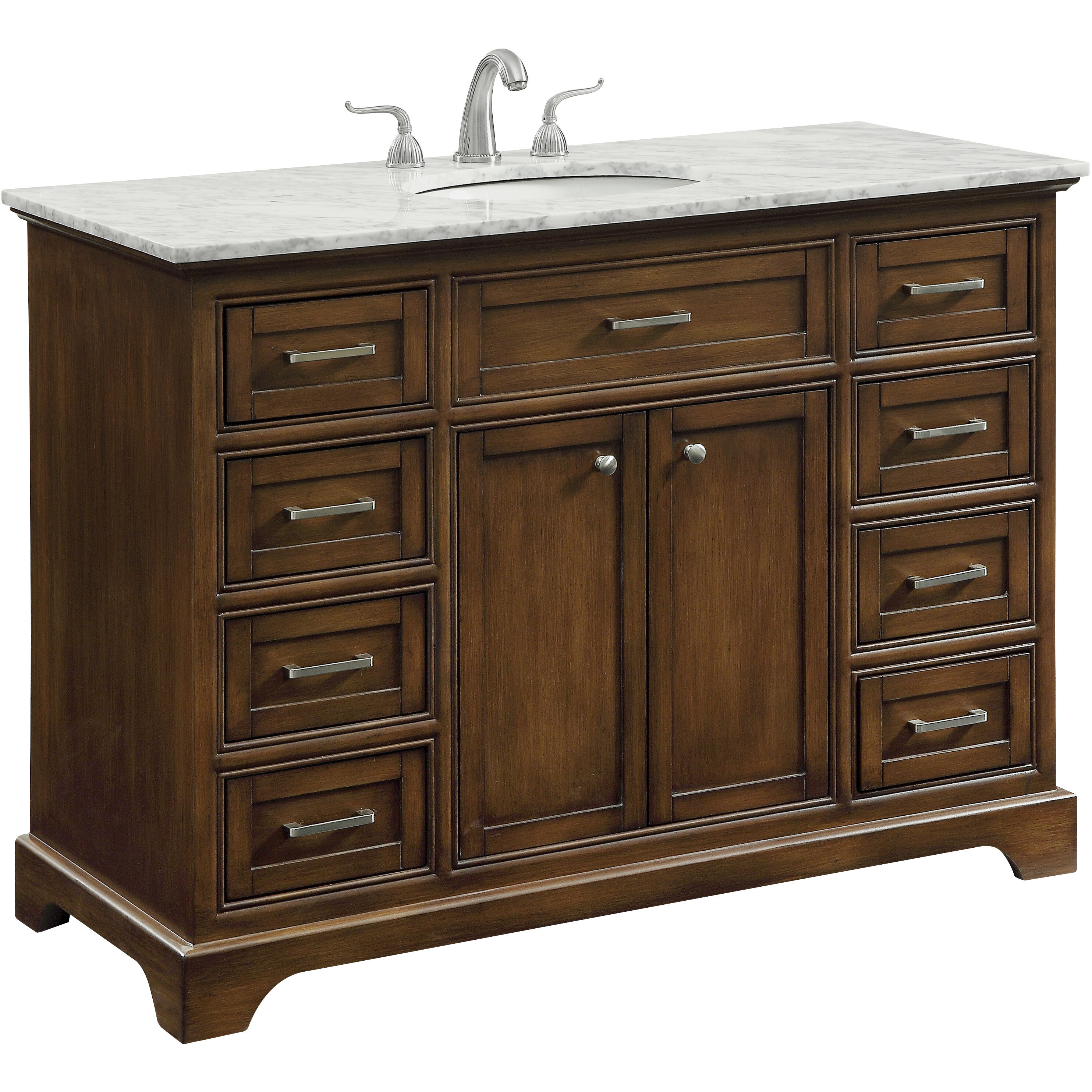 Americana 48 X 35 inch Teak with Carrara White Marble Vanity Set