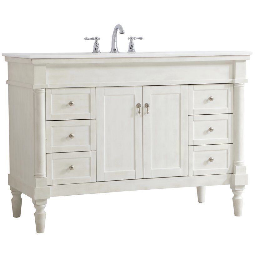 Lexington 48 X 21.5 X 35 inch Antique White Vanity Sink Set