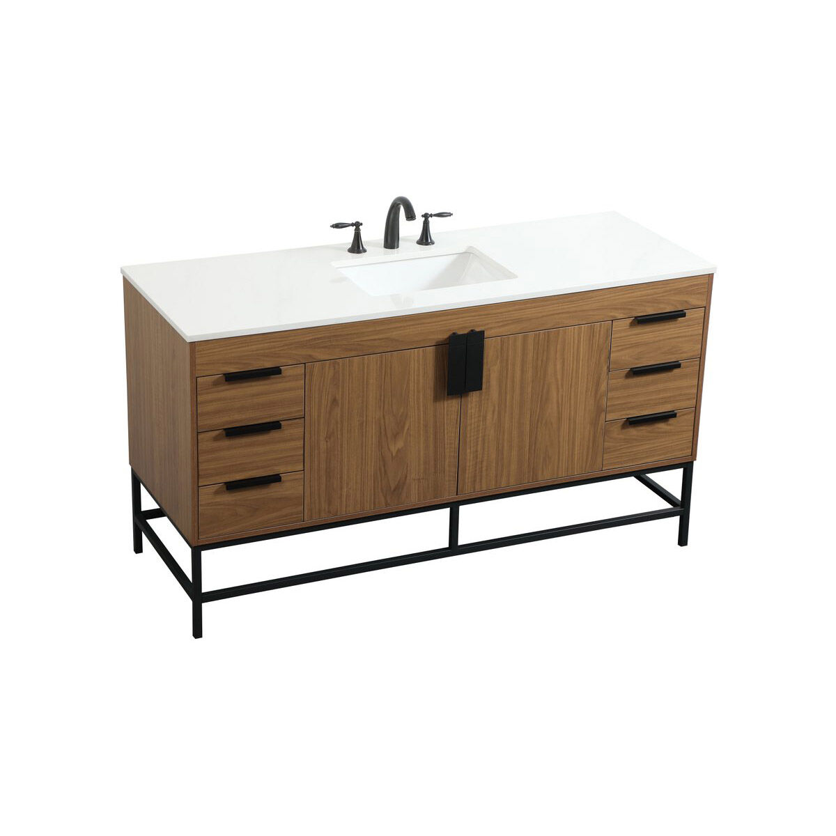Eugene 60 X 22 X 33.5 inch Walnut Brown Vanity Sink Set