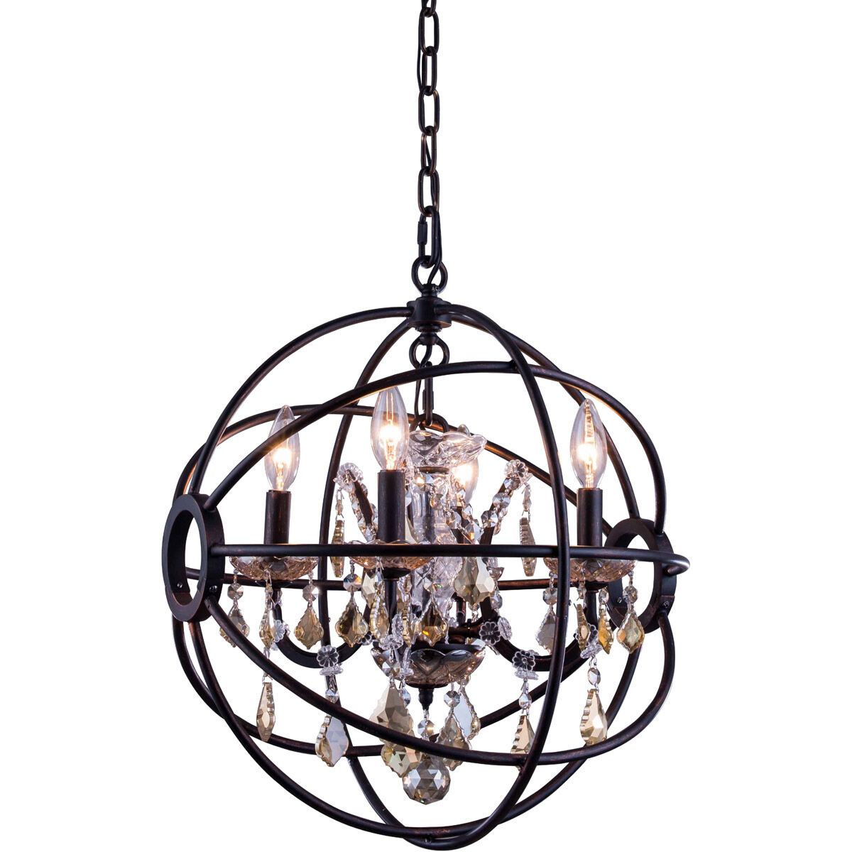 Geneva 4 Light 17 inch Dark Bronze Pendant Ceiling Light in Golden Teak, Urban Classic