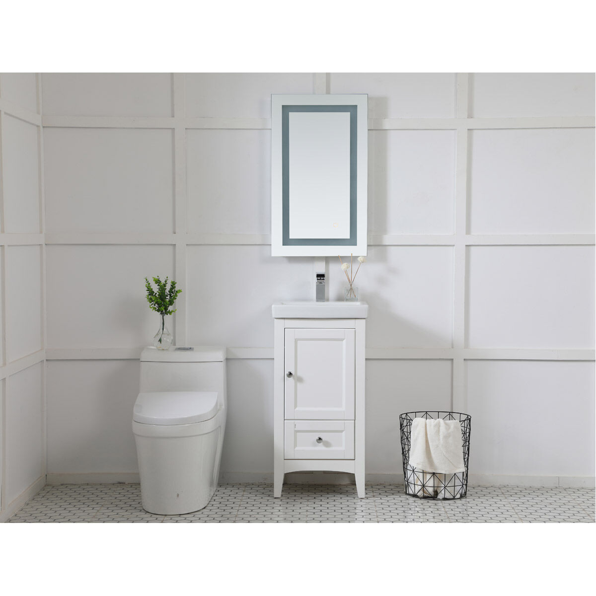 Helios 30 X 18 inch Silver Lighted Wall Mirror