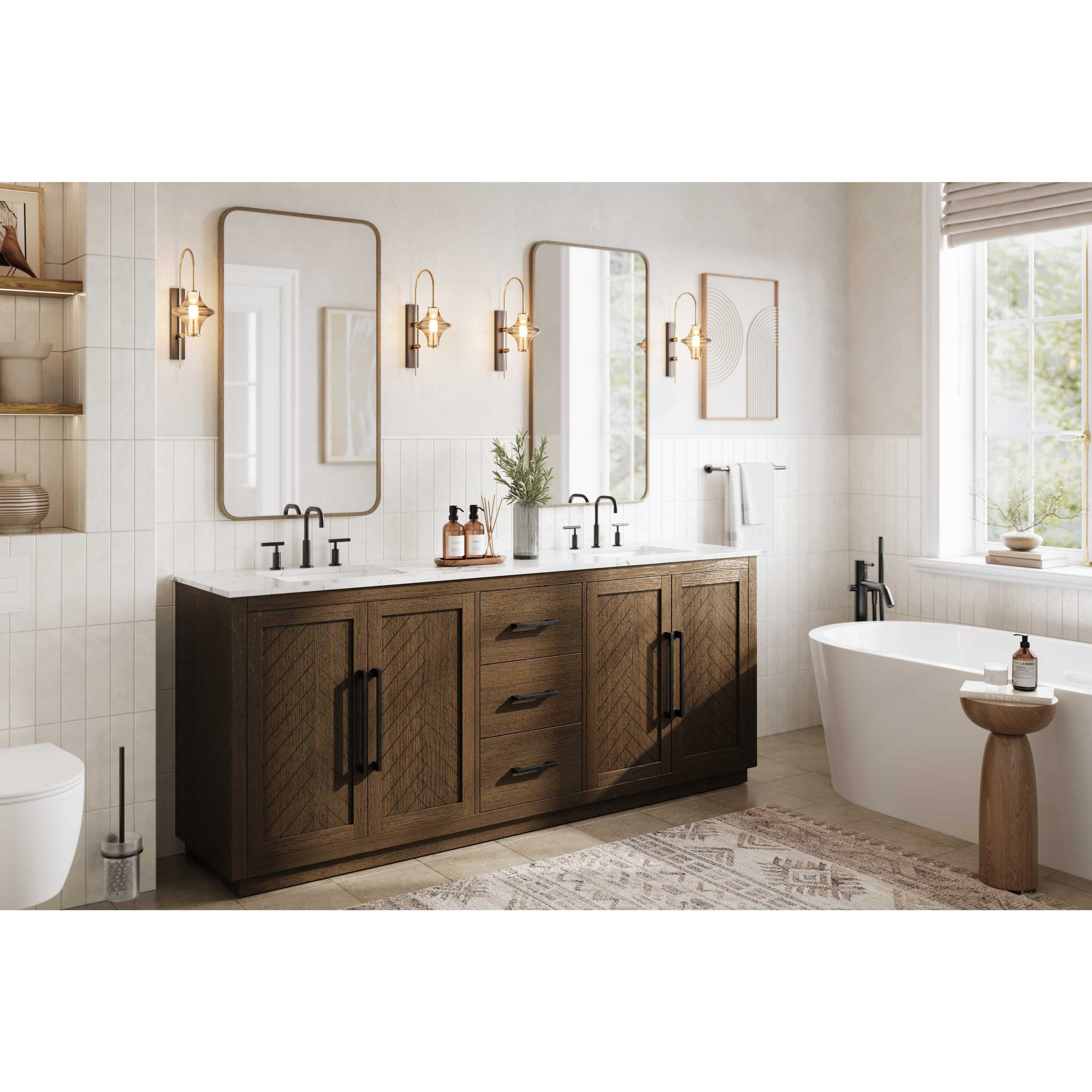 Chase 84 X 34 inch Hazel Oak Bathroom Vanity Cabinet