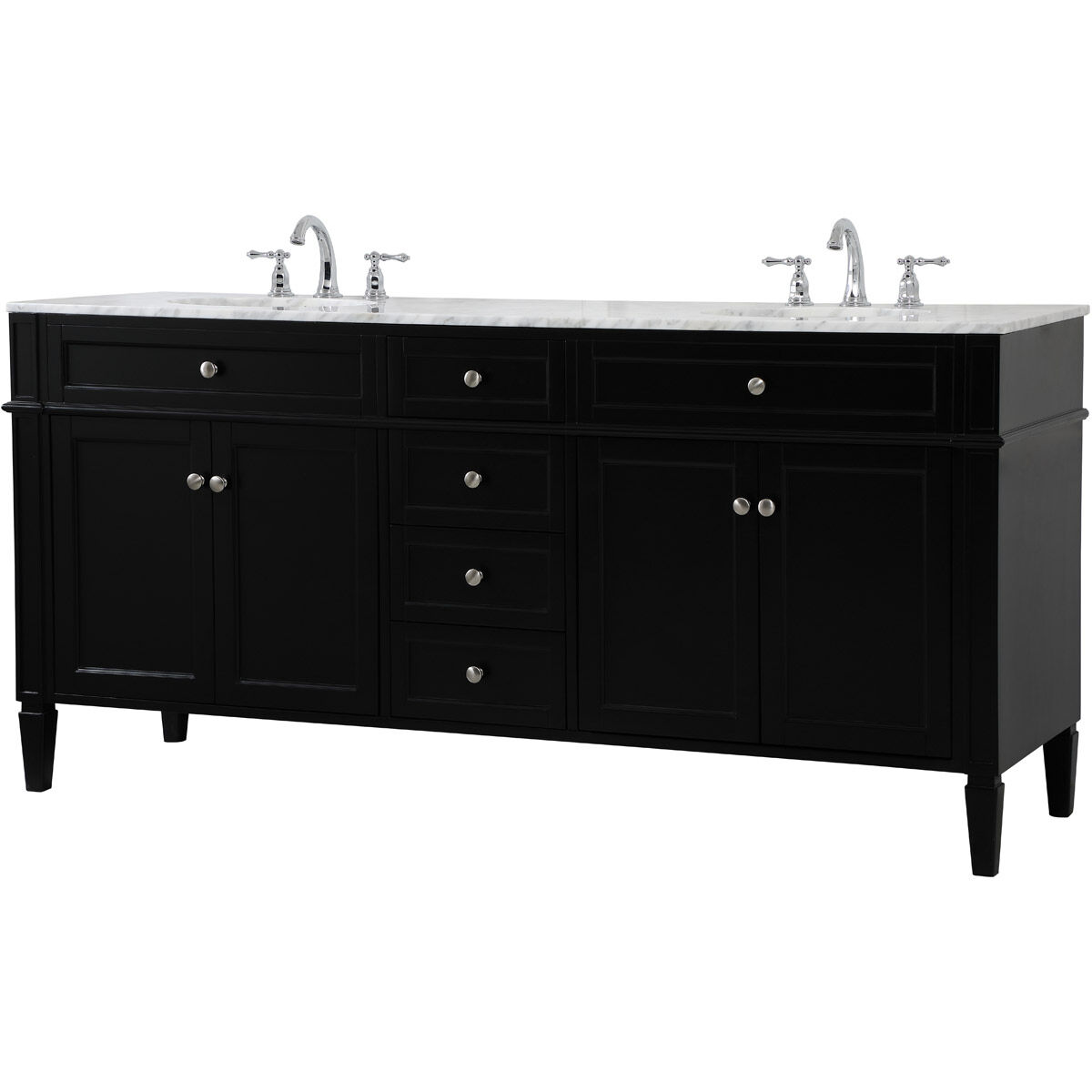 Park Avenue 72 X 21.5 X 35 inch Black Vanity Sink Set