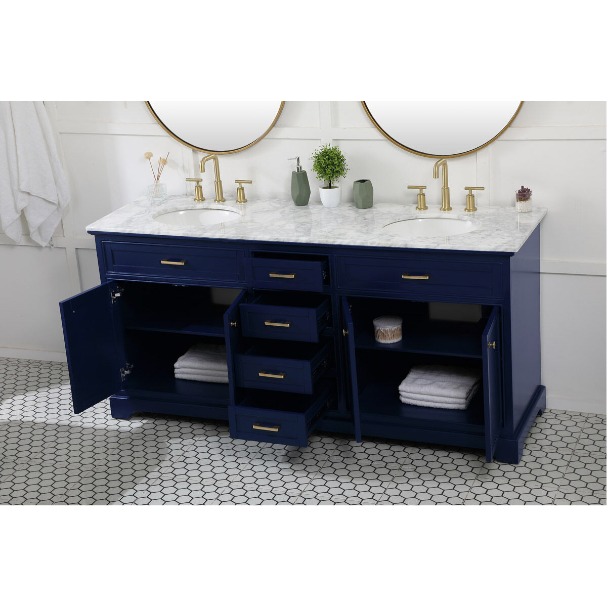 Americana 72 X 22 X 35 inch Blue Vanity Sink Set