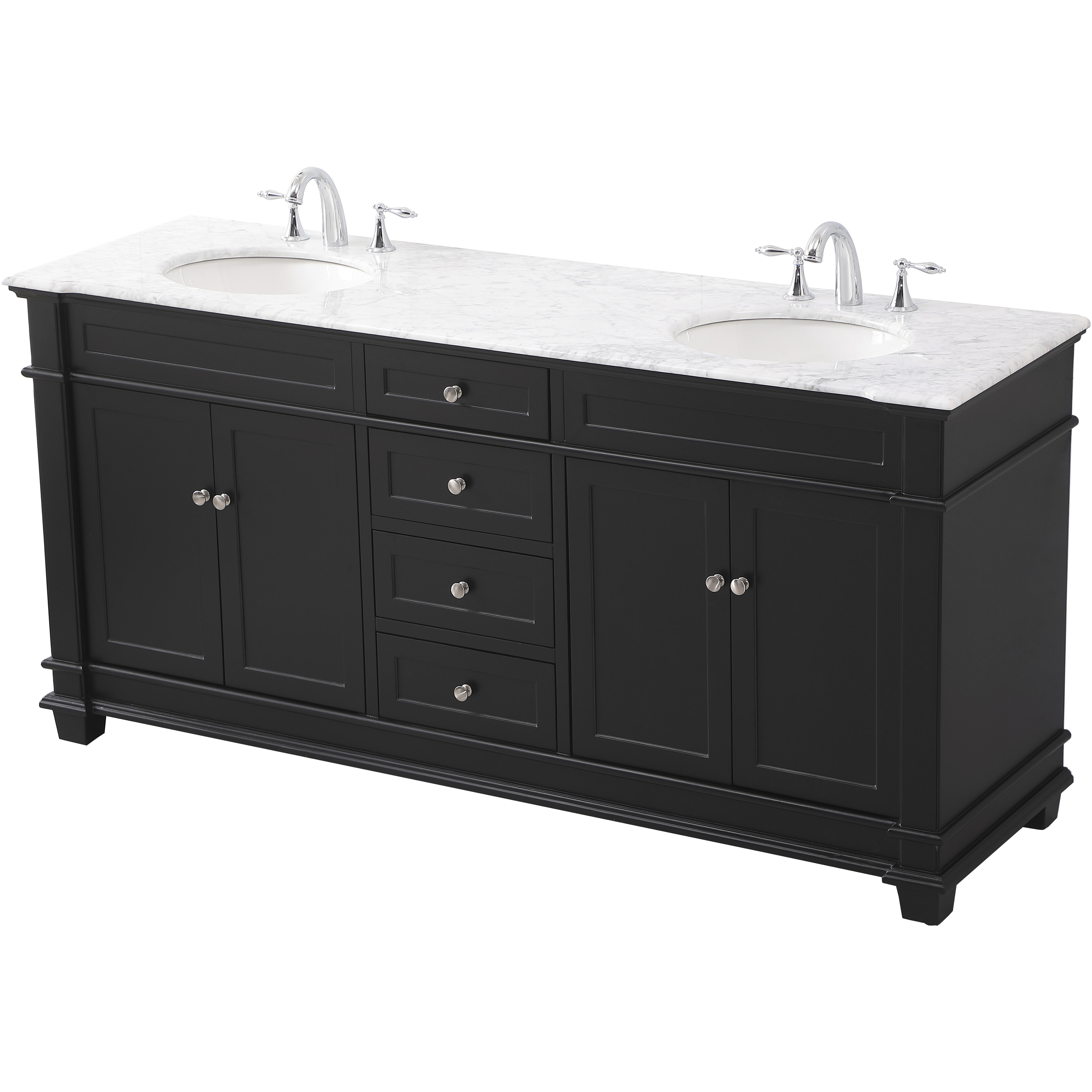 Wesley 72 X 22 X 35 inch Black Vanity Sink Set