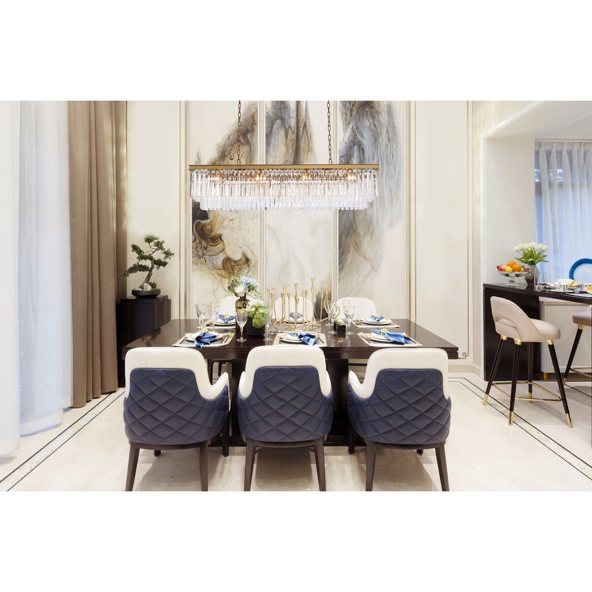 Sydney 12 Light 60 inch Satin Gold Linear Chandelier Ceiling Light in Clear