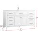 Lewis 60 X 22 X 34 inch White Vanity Sink Set