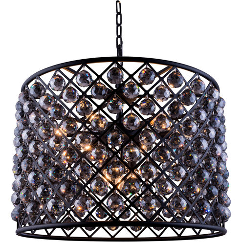 Madison 8 Light 28 inch Matte Black Pendant Ceiling Light in Silver Shade, Faceted Royal Cut, Urban Classic