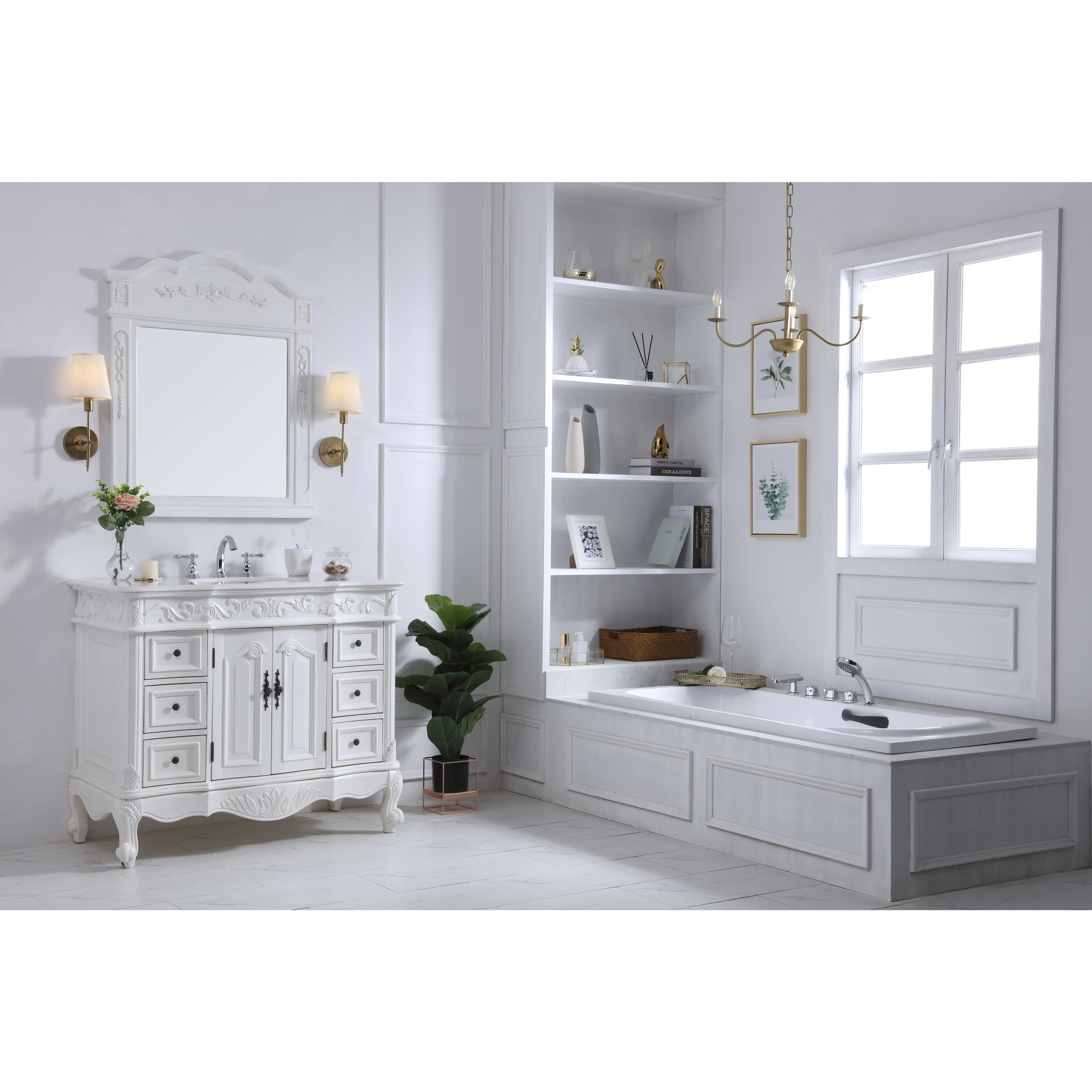 Oakland 84 X 22 X 72 inch Antique White Vanity Sink Set