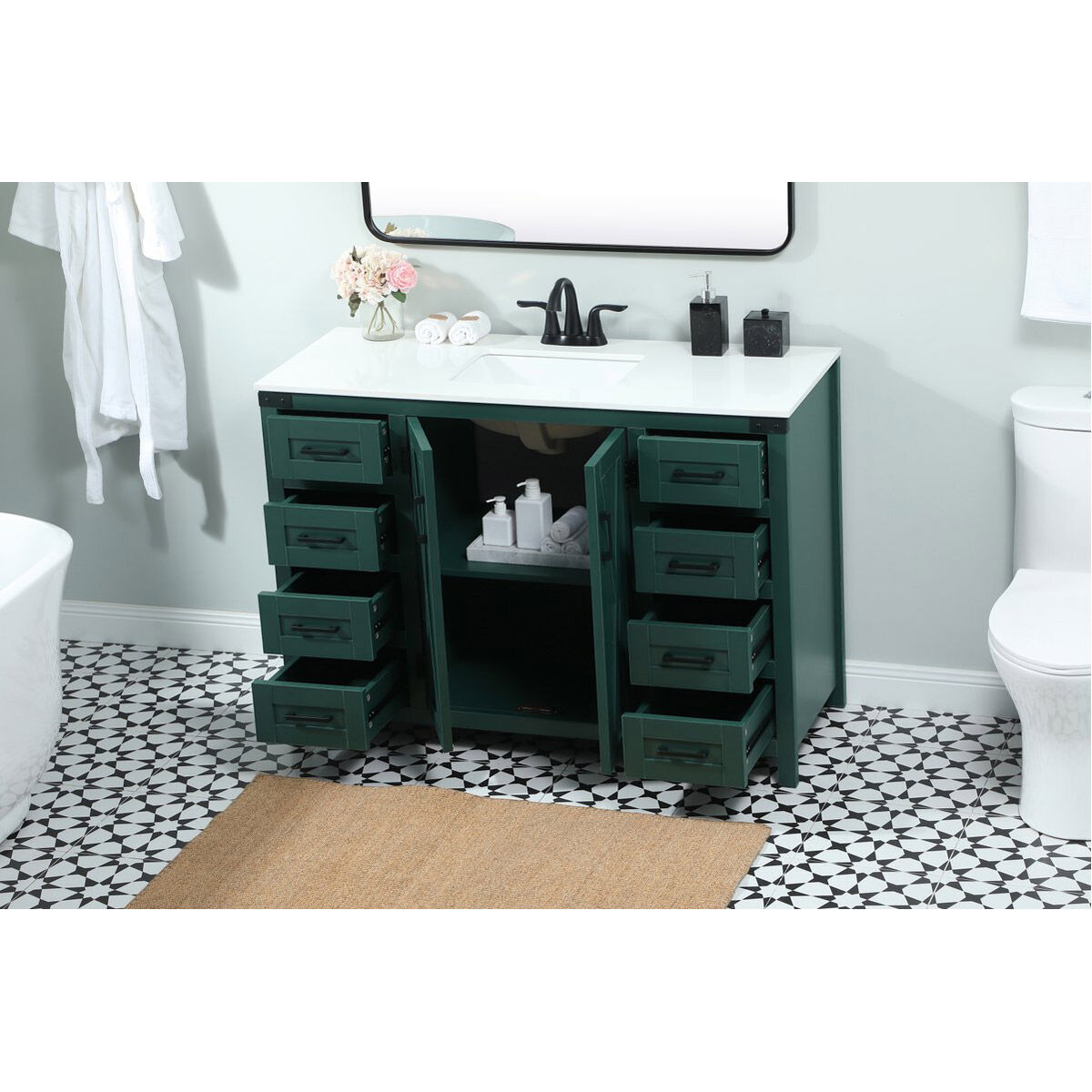 Grant 48 X 19 X 34 inch Green Vanity Sink Set
