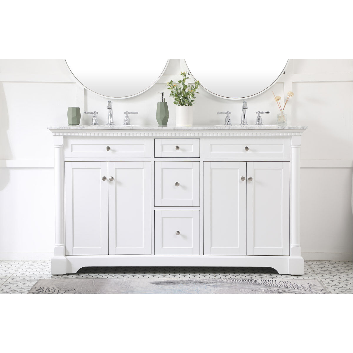 Clarence 60 X 22 X 35 inch White Vanity Sink Set