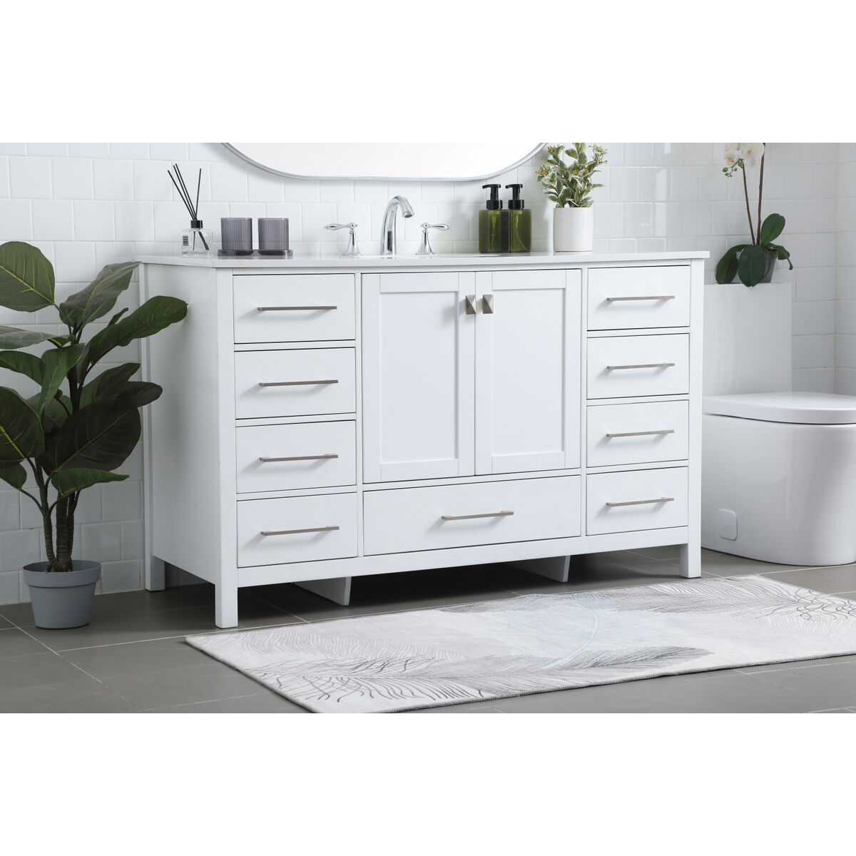 Irene 54 X 22 X 34 inch White Vanity Sink Set