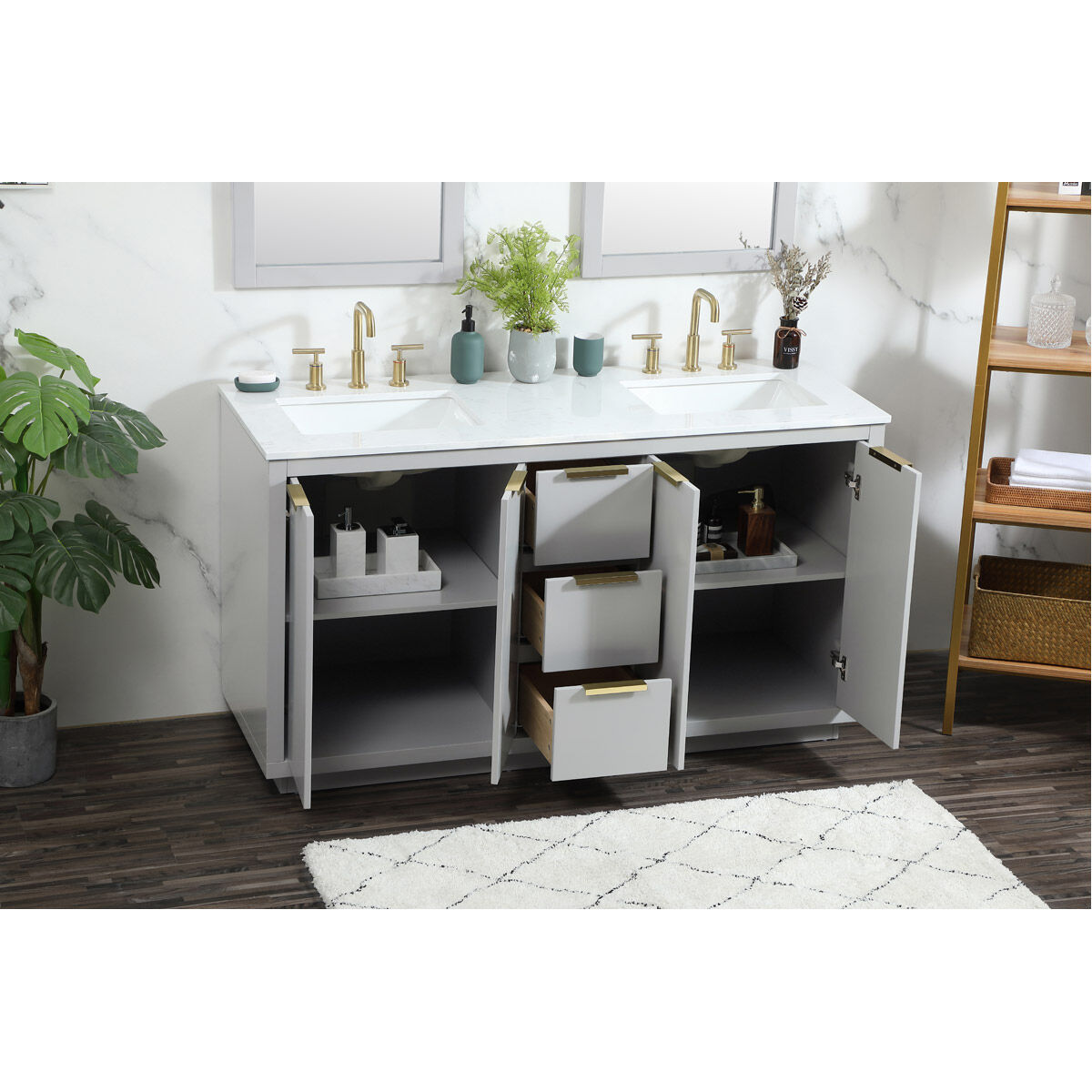 Blake 60 X 22 X 34 inch Grey Vanity Sink Set