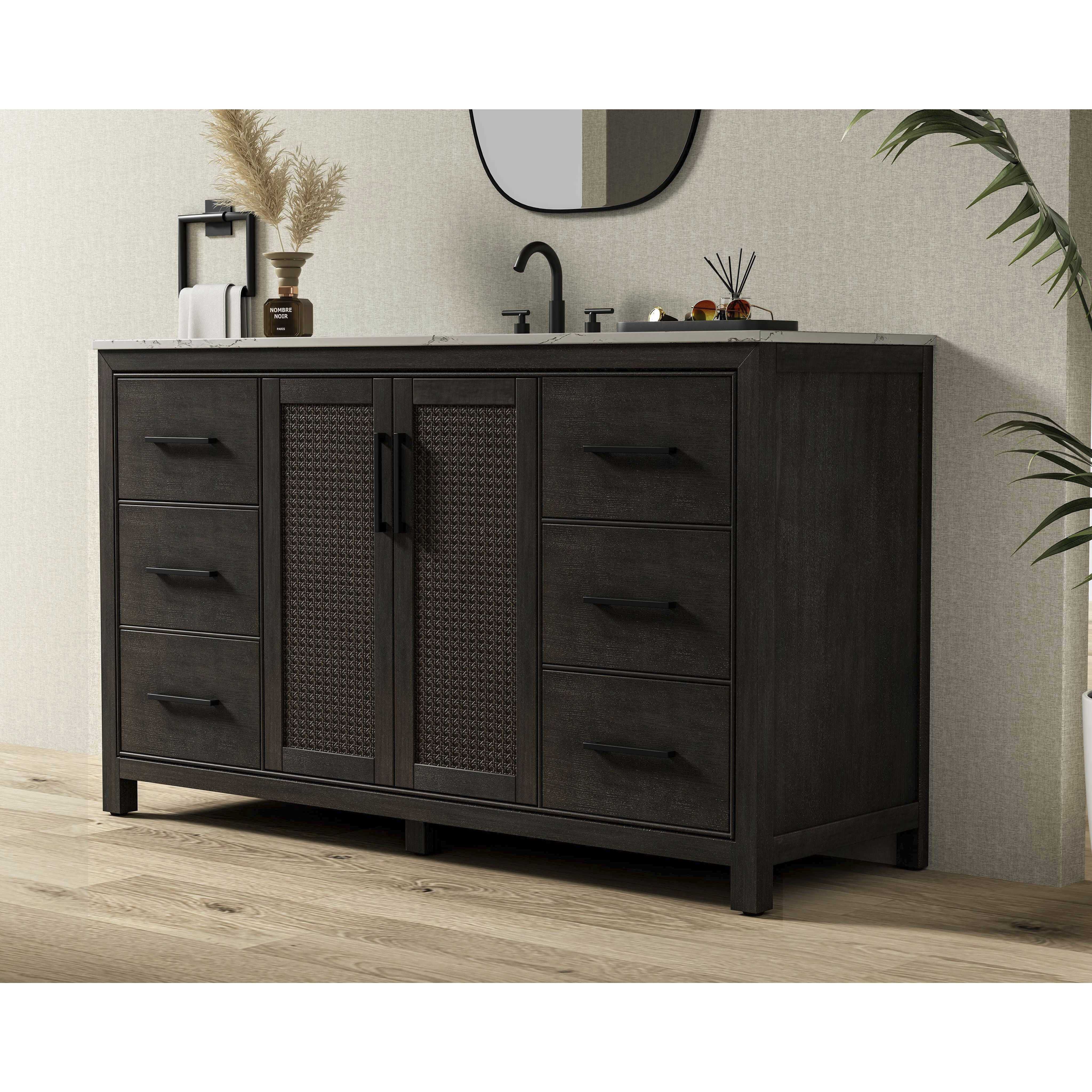 Alina 60 X 34 inch Chocolate Oak Bathroom Vanity Cabinet