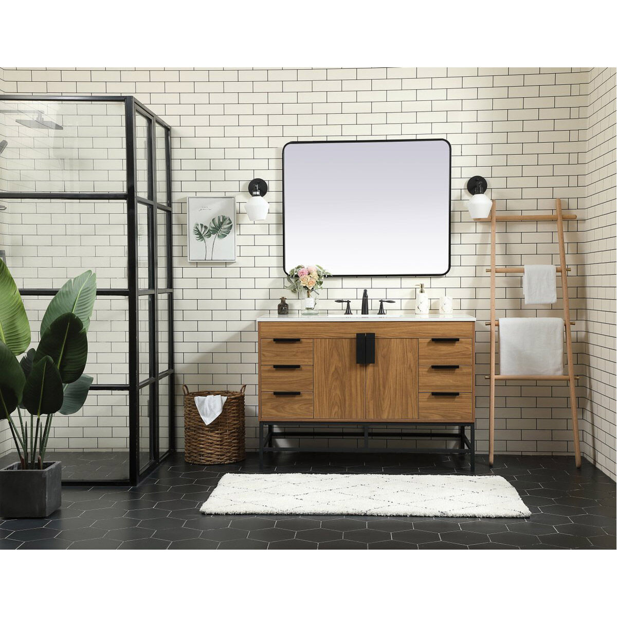 Eugene 48 X 22 X 33.5 inch Walnut Brown Vanity Sink Set in Not Included