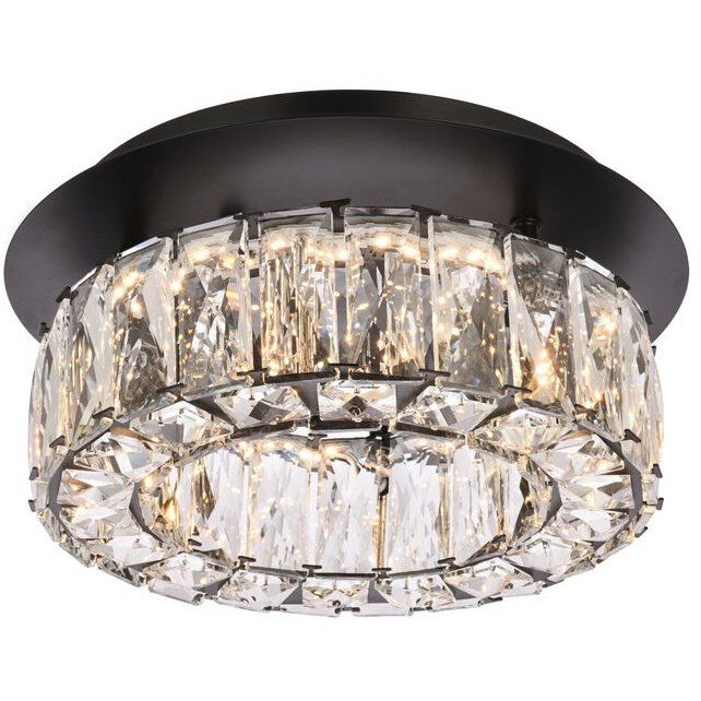 Monroe 1 Light 12 inch Black Flush Mount Ceiling Light