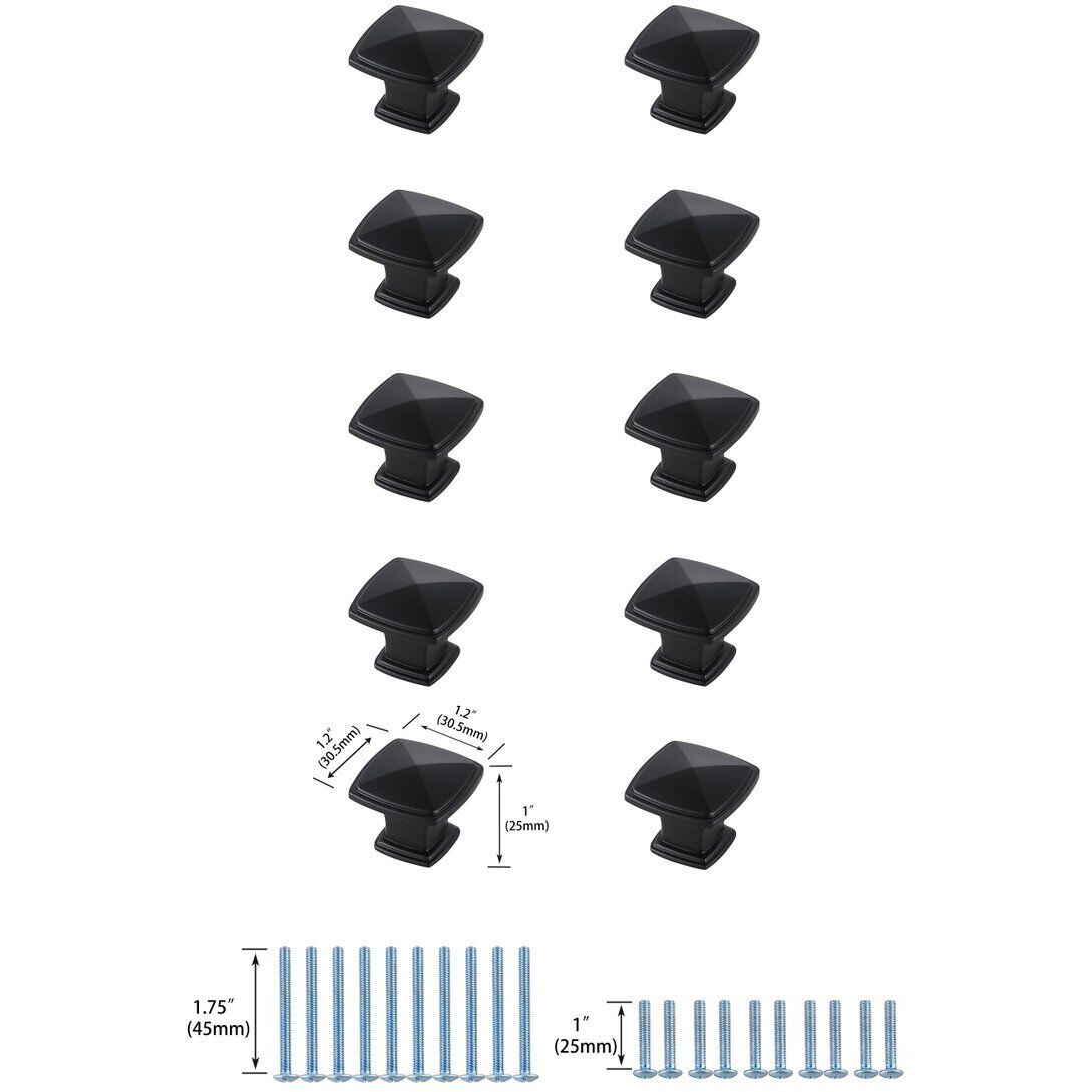 Marcel Matte Black Hardware Cabinet Knob, Set of 10