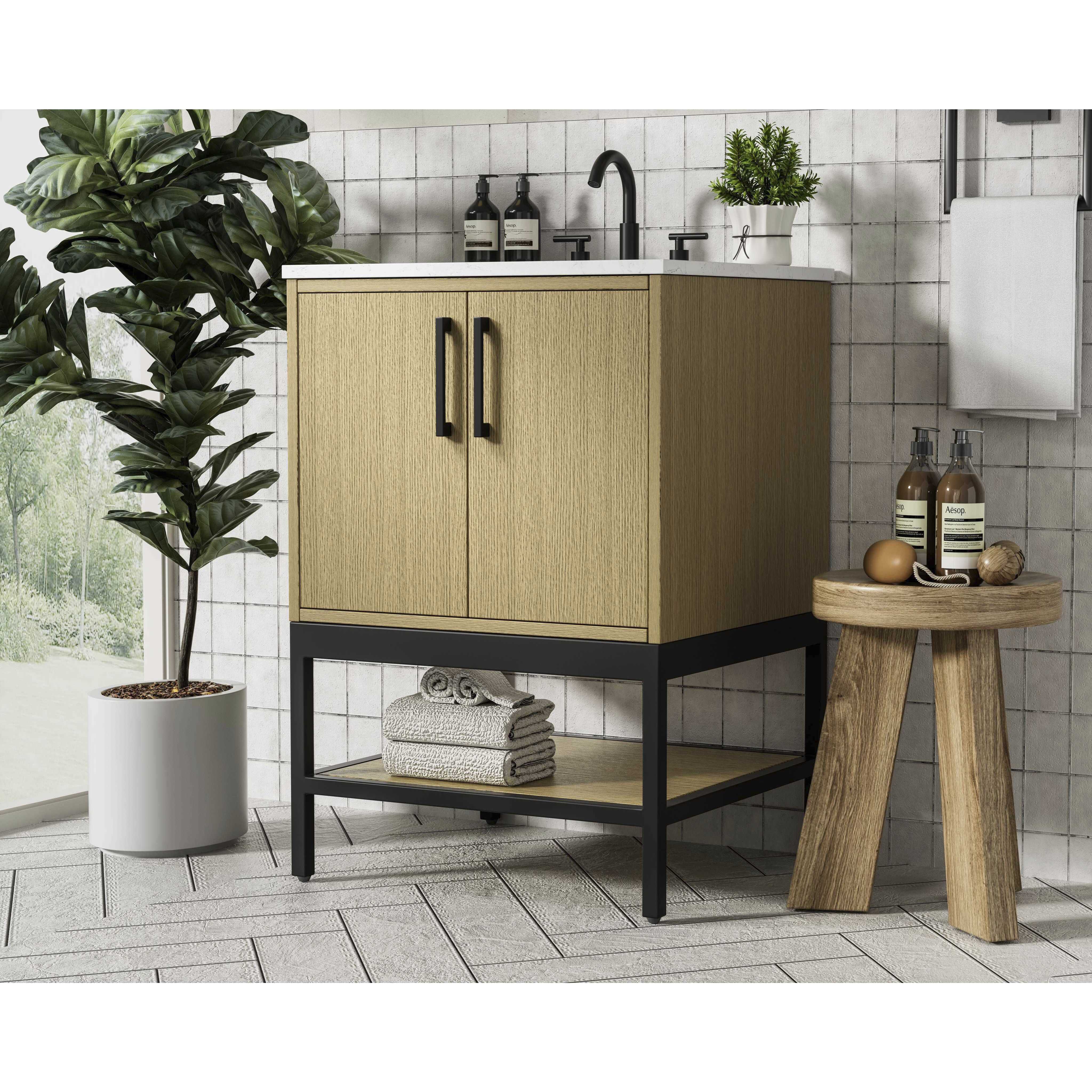 Lennox 24 X 34 inch Honey Brown Bathroom Vanity Cabinet