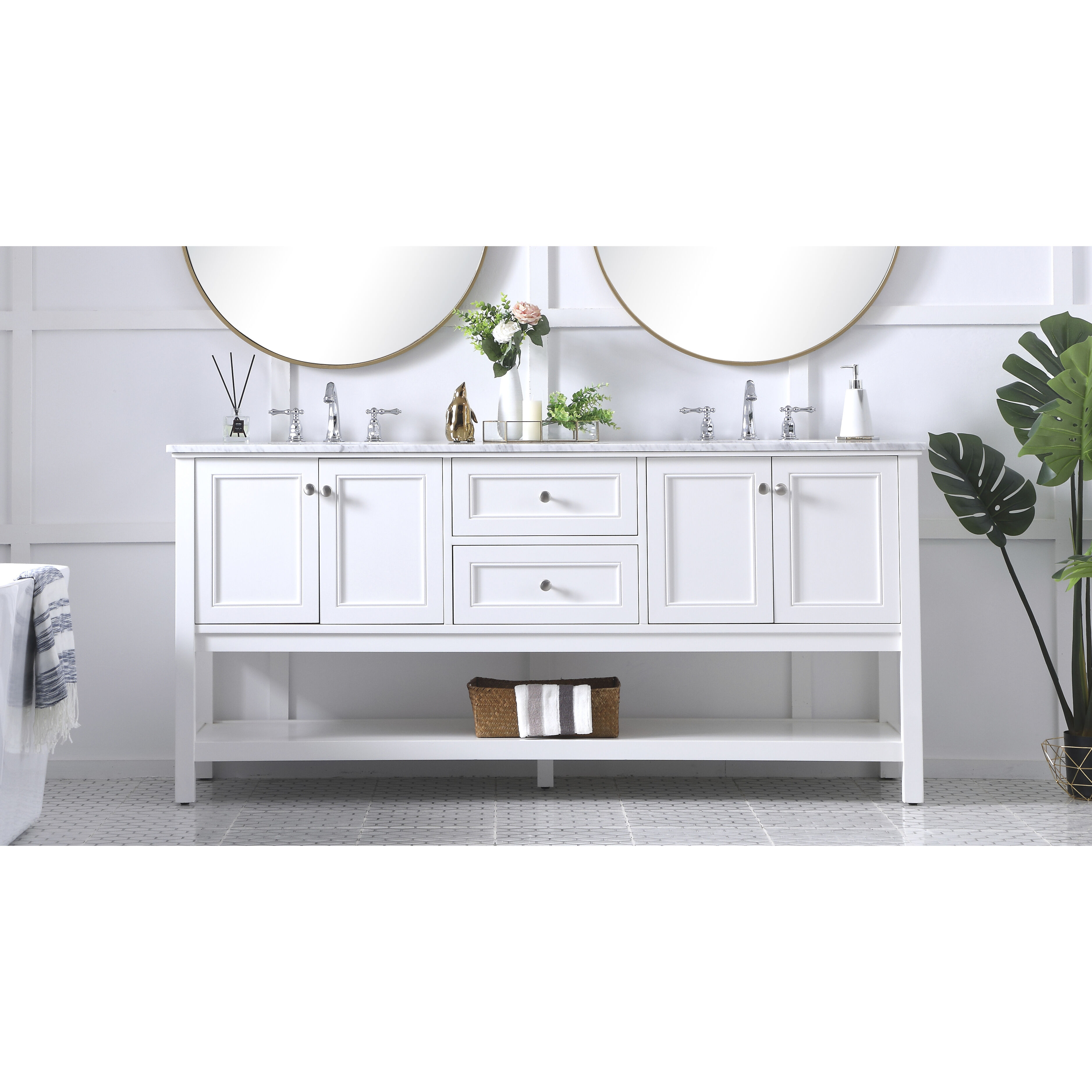 Metropolis 72 X 22 X 33.75 inch White Vanity Sink Set