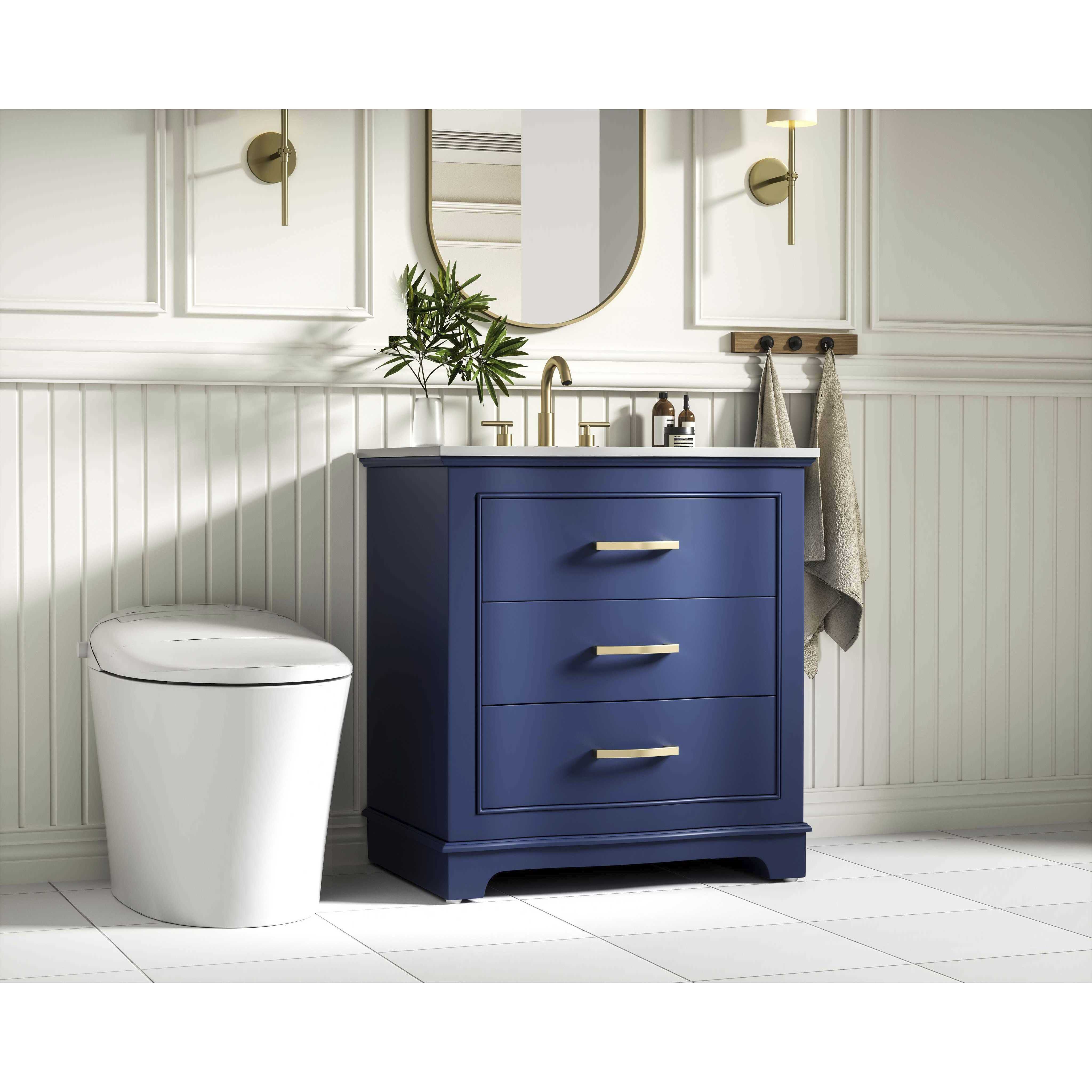 Knox 30 X 34 inch Blue Bathroom Vanity Cabinet
