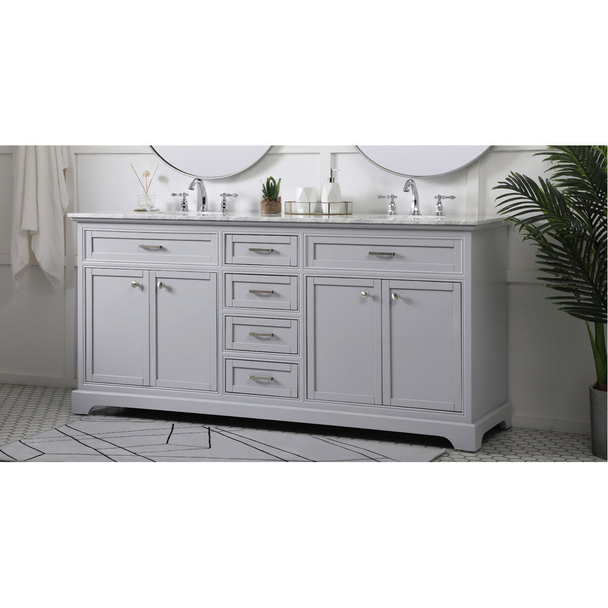 Americana 72 X 21.5 X 35 inch Grey Vanity Sink Set in Gray