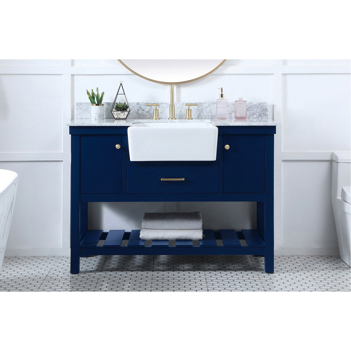 Clement 48 X 22 X 34.13 inch Blue Bathroom Vanity Cabinet