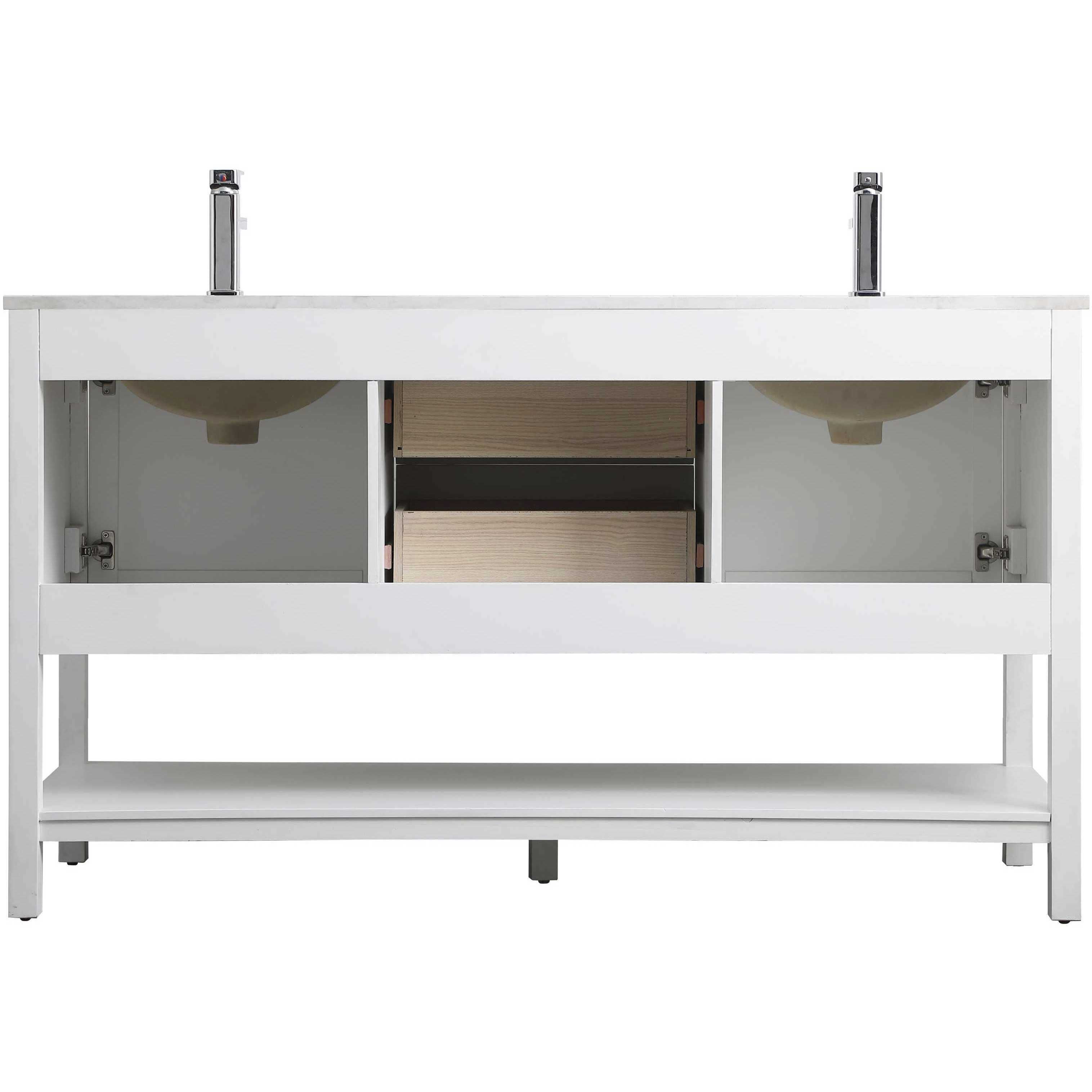 Heath 60 X 21.5 X 35 inch White Vanity Sink Set