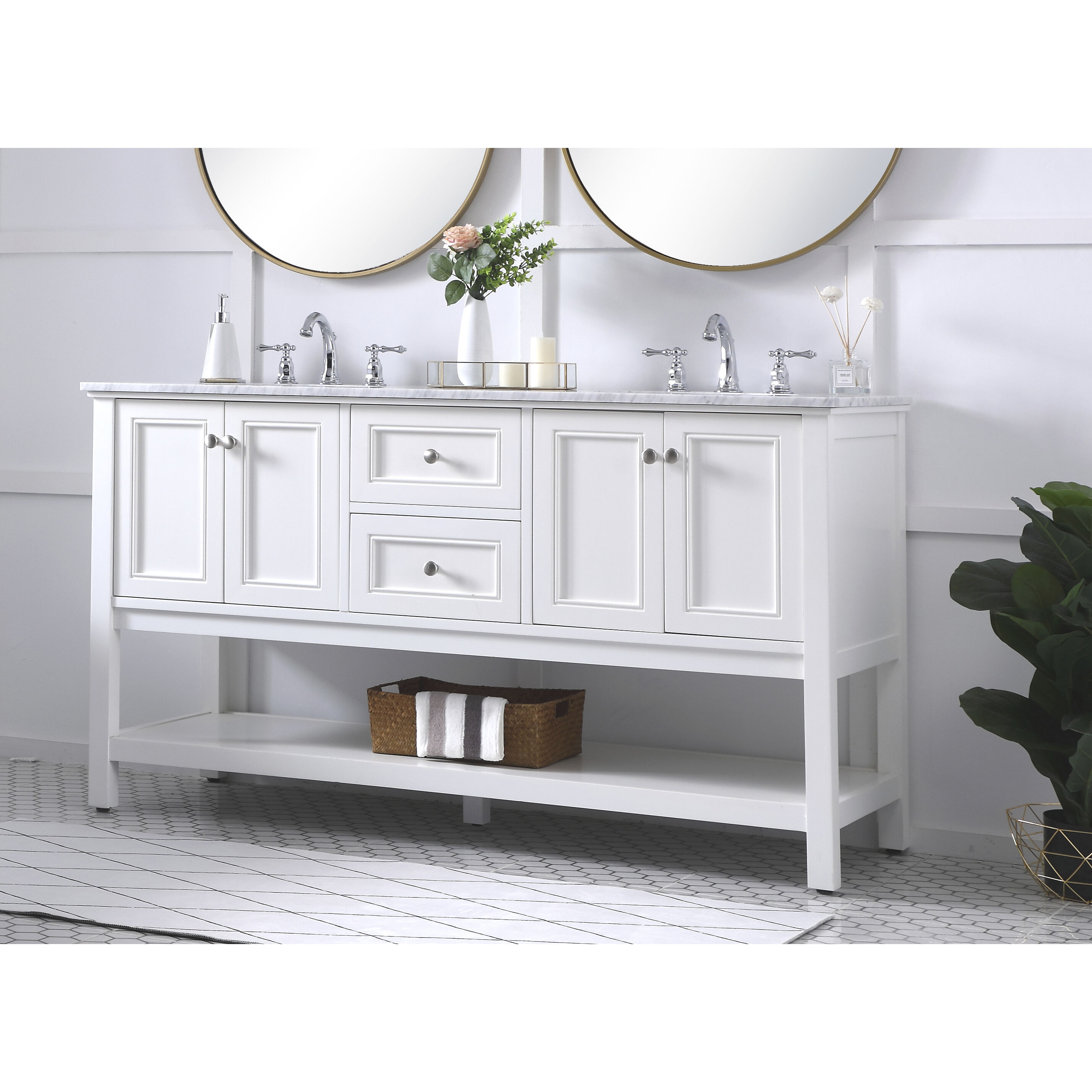 Metropolis 60 X 22 X 34 inch White Vanity Sink Set