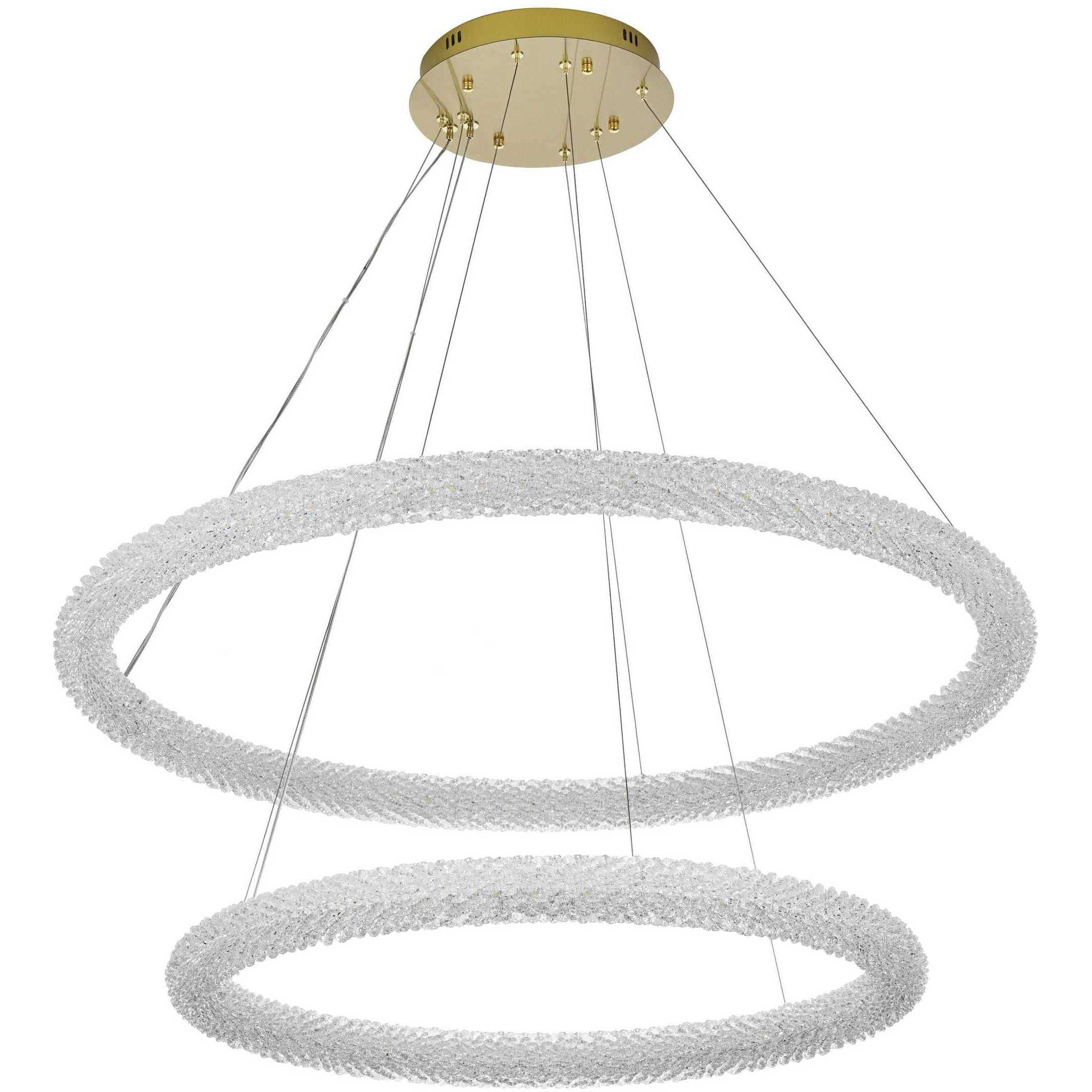 Bowen 2 Light 42 inch Satin Gold Chandelier Ceiling Light