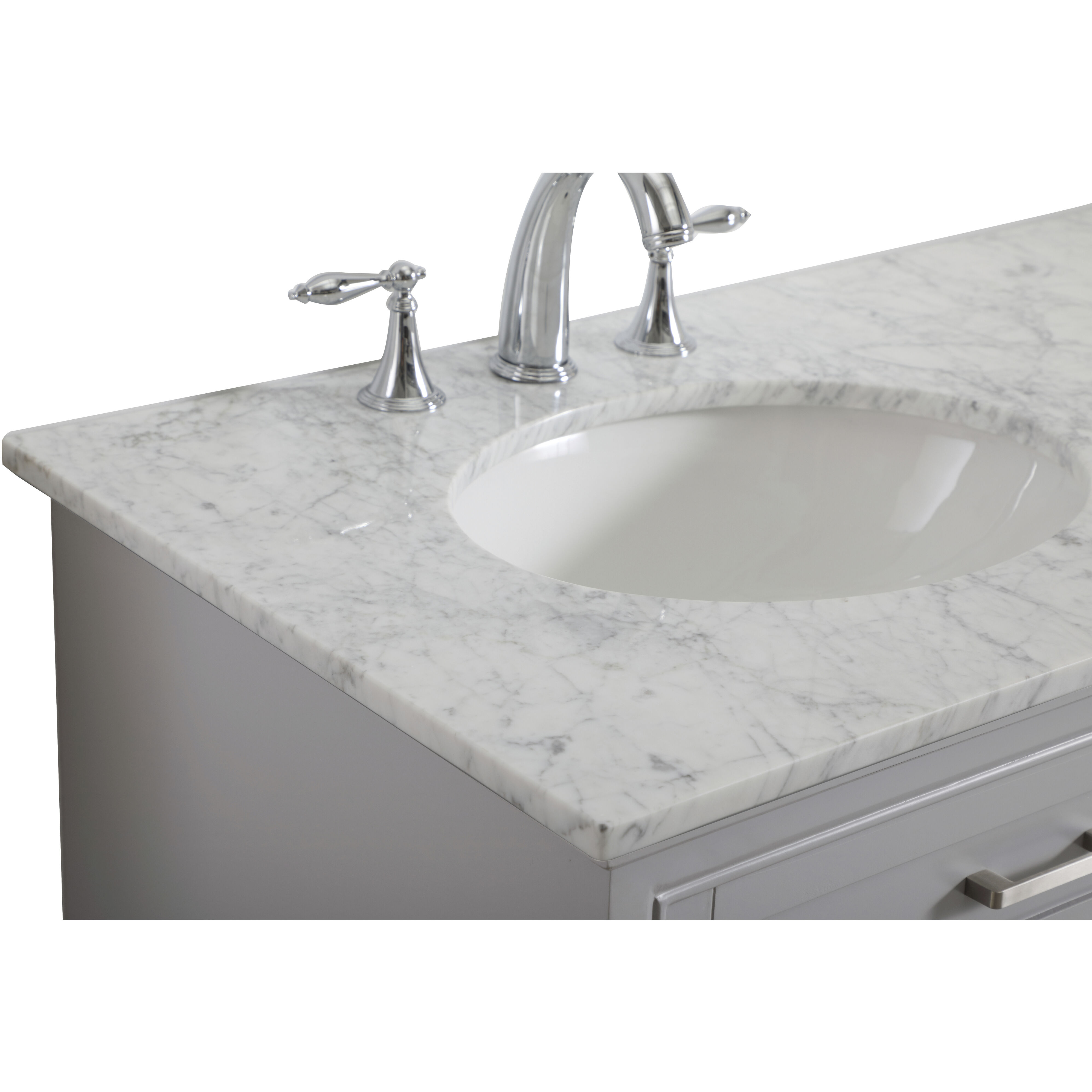 Americana 60 X 35 inch Light Grey with Carrara White Marble Vanity Set in Gray