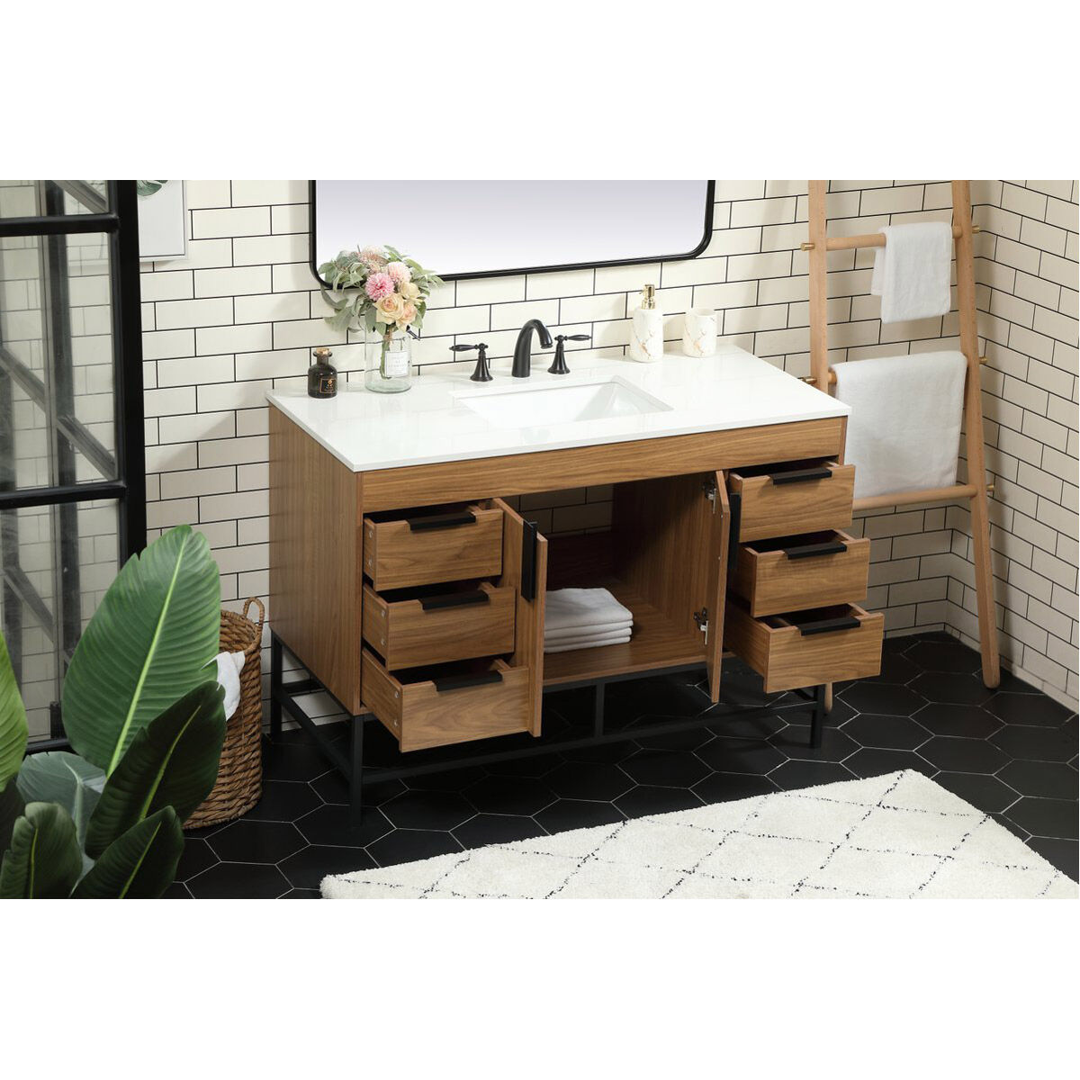 Eugene 48 X 22 X 33.5 inch Walnut Brown Vanity Sink Set in Not Included