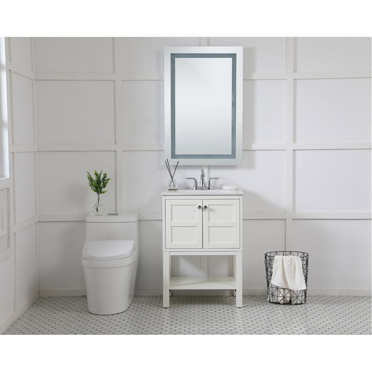 Helios 36 X 24 inch Silver Lighted Wall Mirror