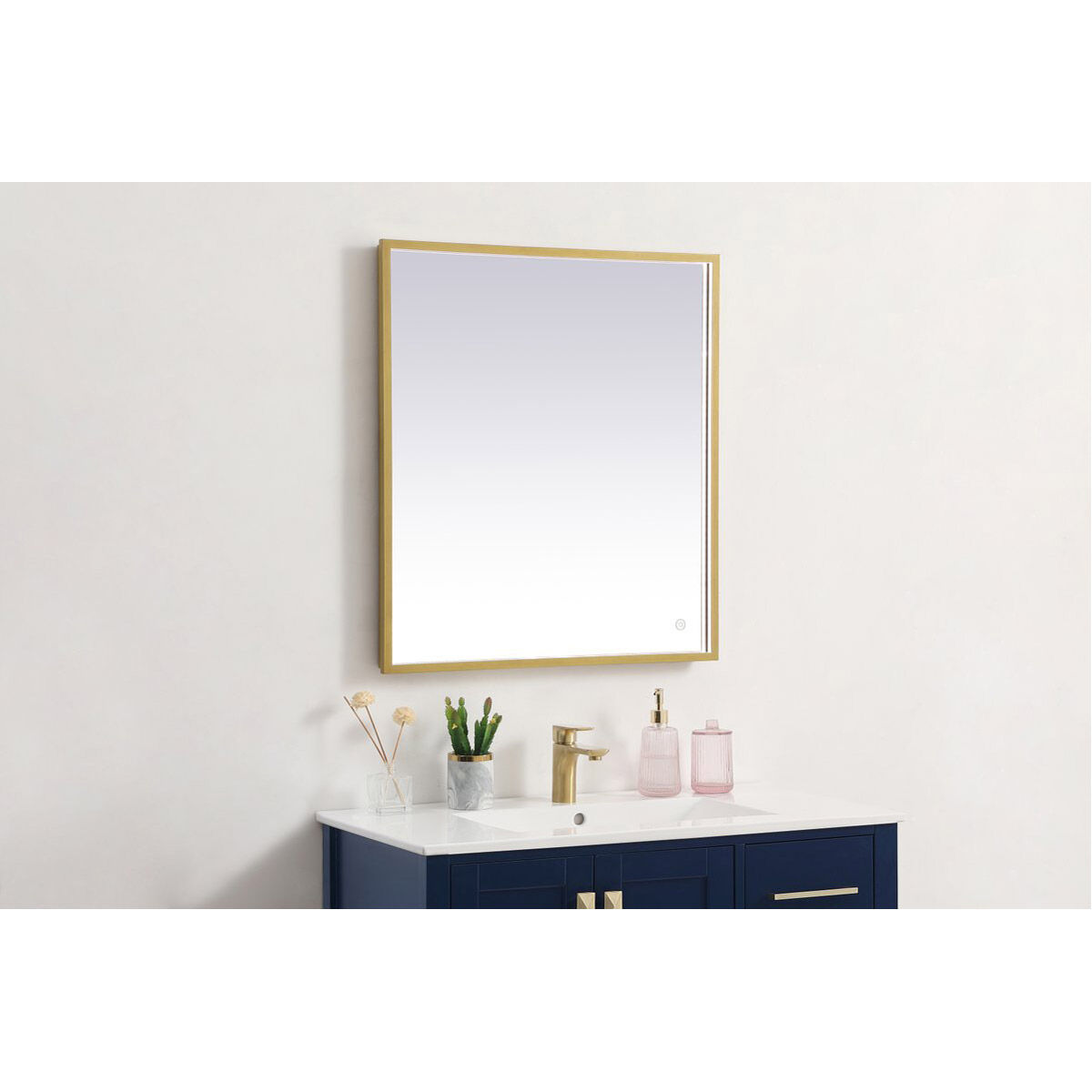 Pier 36 X 24 inch Brass LED Mirror
