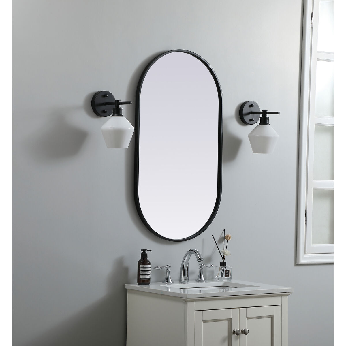 Asha 36 X 20 inch Black Mirror in 20 x 36