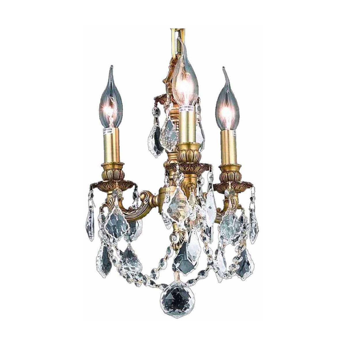 Lillie 3 Light 10 inch French Gold Pendant Ceiling Light in Clear, Royal Cut
