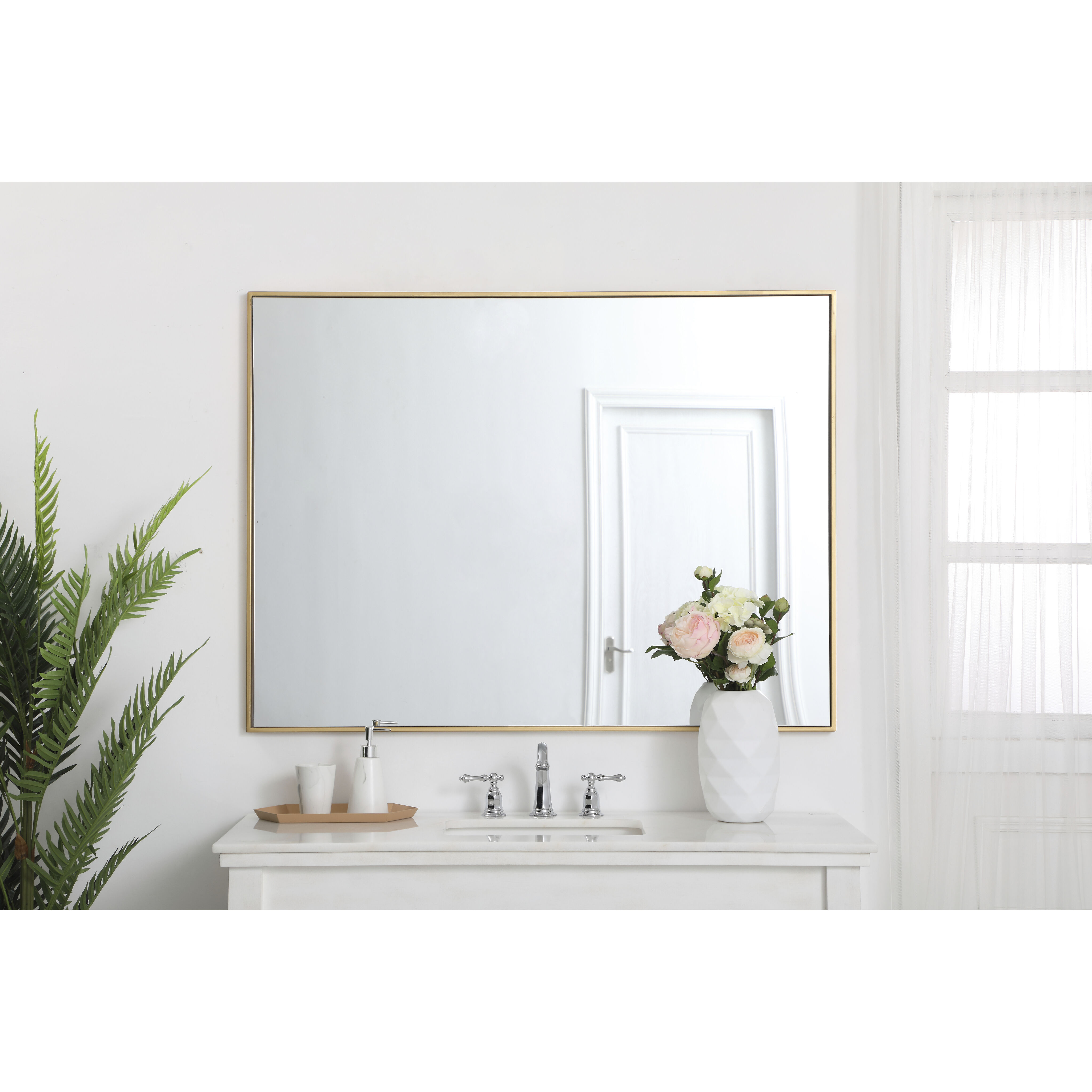 Elegant Lighting MR43648BR Monet 48 X 36 inch Brass Wall Mirror
