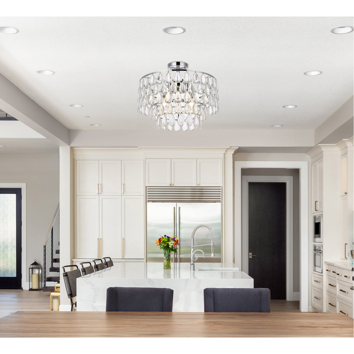 Mila 5 Light 18 inch Chrome Flush Mount Ceiling Light