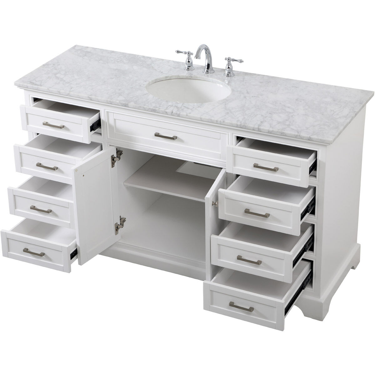 Americana 60 X 21.5 X 35 inch White Vanity Sink Set