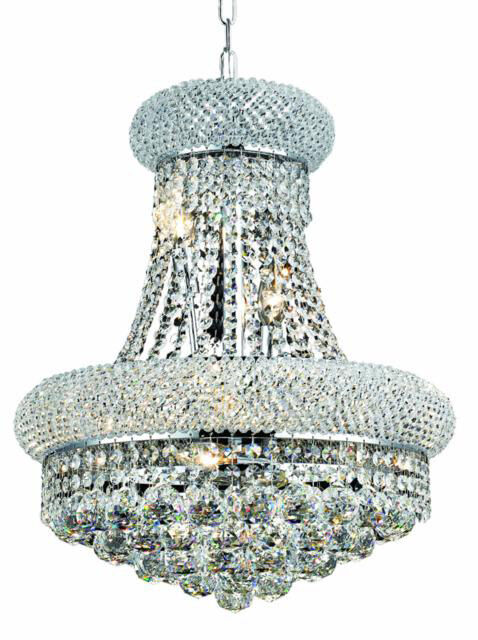 Elegant Lighting V1800D16C RC Primo 8 Light 16 inch Chrome Dining Chandelier Ceiling Light in Royal Cut