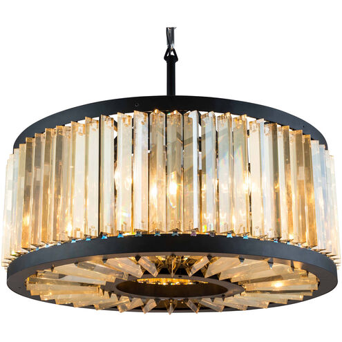 Chelsea 8 Light 28 inch Matte Black Pendant Ceiling Light in Golden Teak, Urban Classic