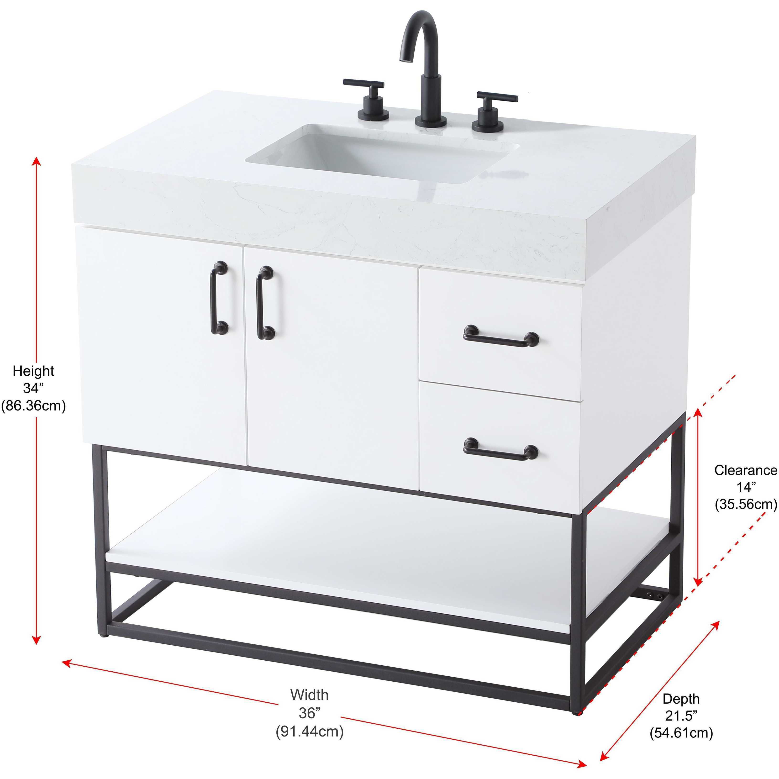 Caroline 36 X 34 inch White Bathroom Vanity Cabinet