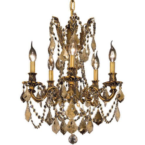 Rosalia 5 Light 18 inch French Gold Dining Chandelier Ceiling Light in Golden Teak, Royal Cut